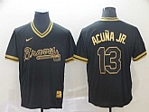 Braves 13 Ronald Acuna Jr Black Gold Nike Cooperstown Collection Legend V Neck Jersey (1),baseball caps,new era cap wholesale,wholesale hats